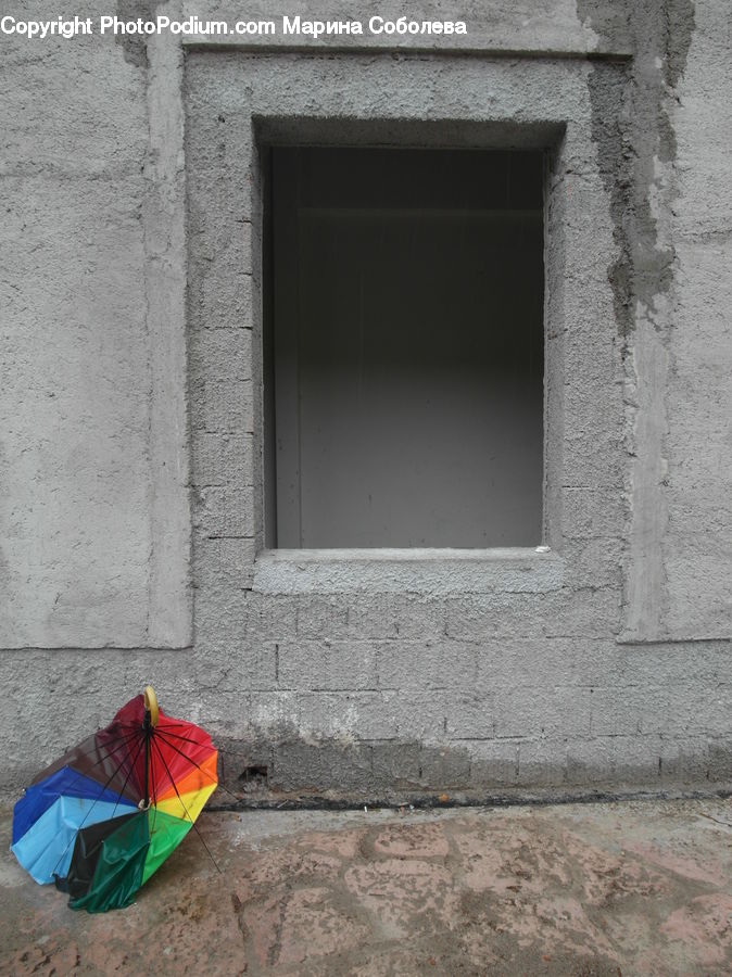 Umbrella, Brick, Fence, Wall, Hole