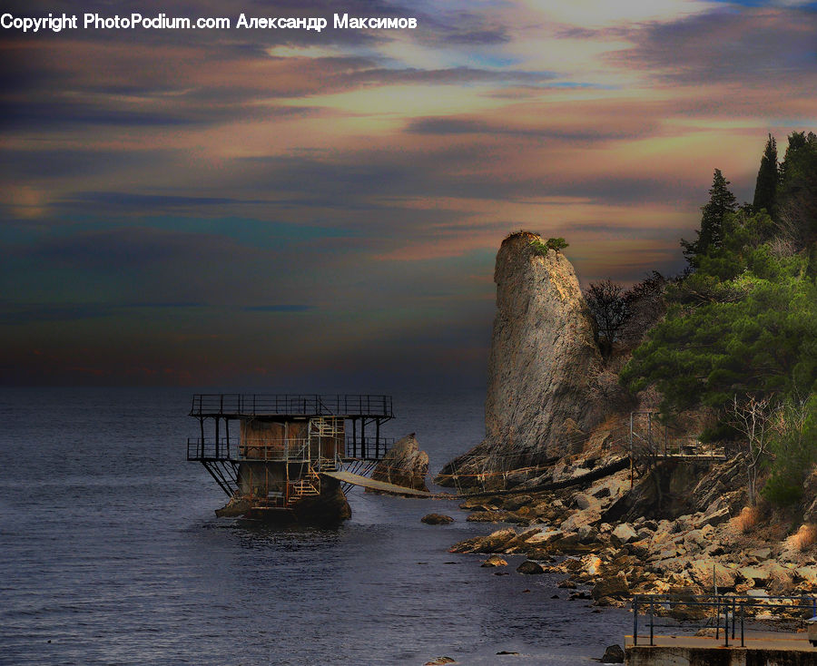 Cliff, Outdoors, Coast, Sea, Water, Dock, Port