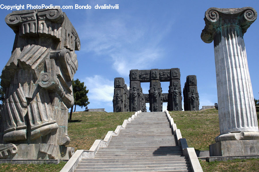 Monument, Bench, Art, Gargoyle, Statue, Column, Pillar