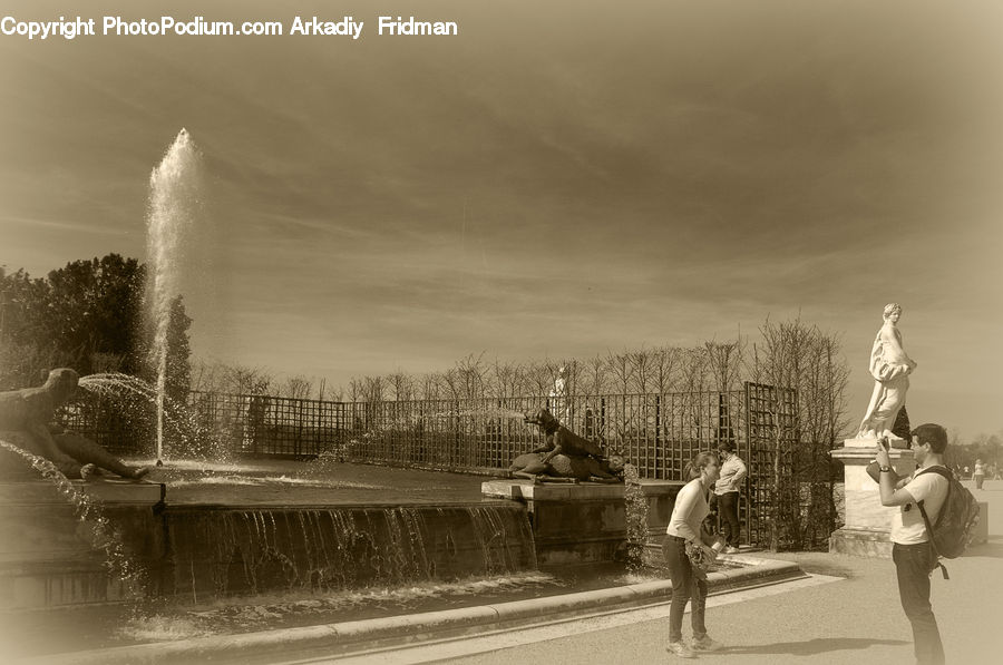 Fountain, Water, Human, People, Person, Tourist, Dock