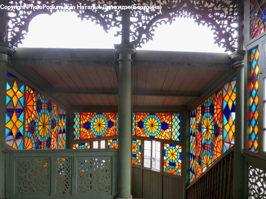 Art, Stained Glass, Canopy, Patio, Pergola, Porch, Altar