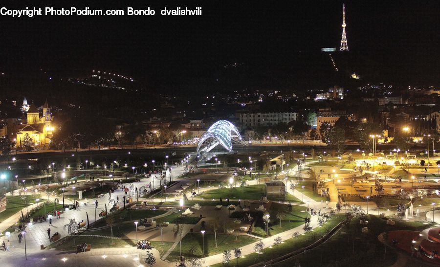 Architecture, Downtown, Plaza, Town Square, City, Arena, Intersection