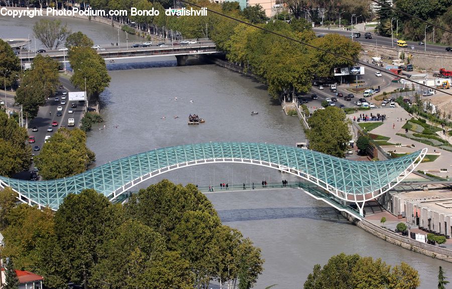 Intersection, Road, Aerial View, Bridge, Flood, Parking, Parking Lot