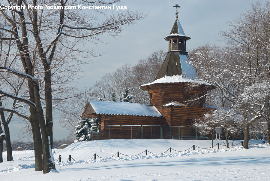 Architecture, Bell Tower, Clock Tower, Tower, Ice, Outdoors, Snow