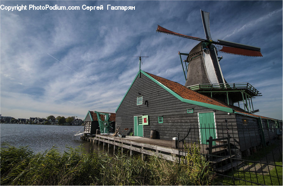 Engine, Machine, Motor, Turbine, Wind Turbine, Waterfront, Building