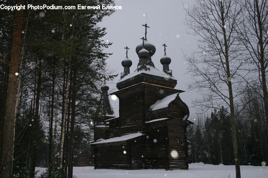 Architecture, Bell Tower, Clock Tower, Tower, Ice, Outdoors, Snow
