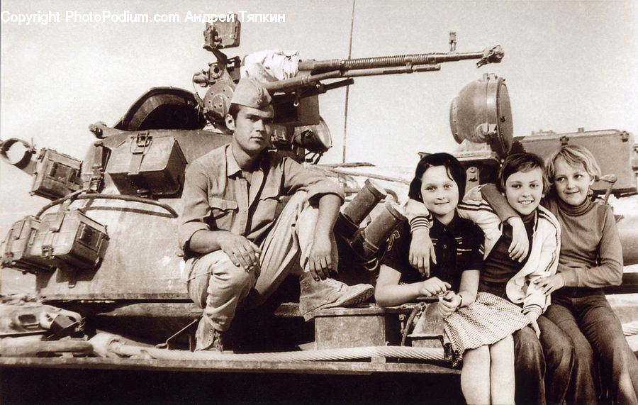 People, Person, Human, Army, Tank, Vehicle, Face