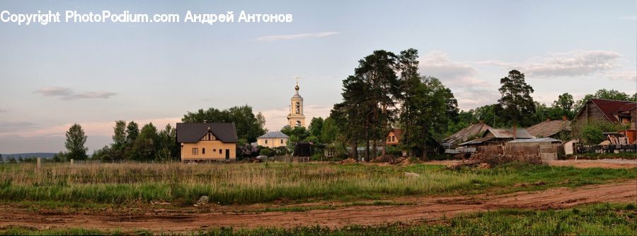 Building, Cottage, Housing, Dirt Road, Gravel, Road, Field