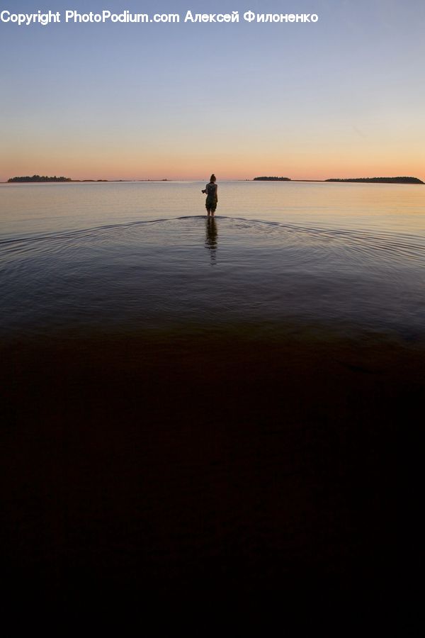 Beach, Coast, Outdoors, Sea, Water, Silhouette, Dawn