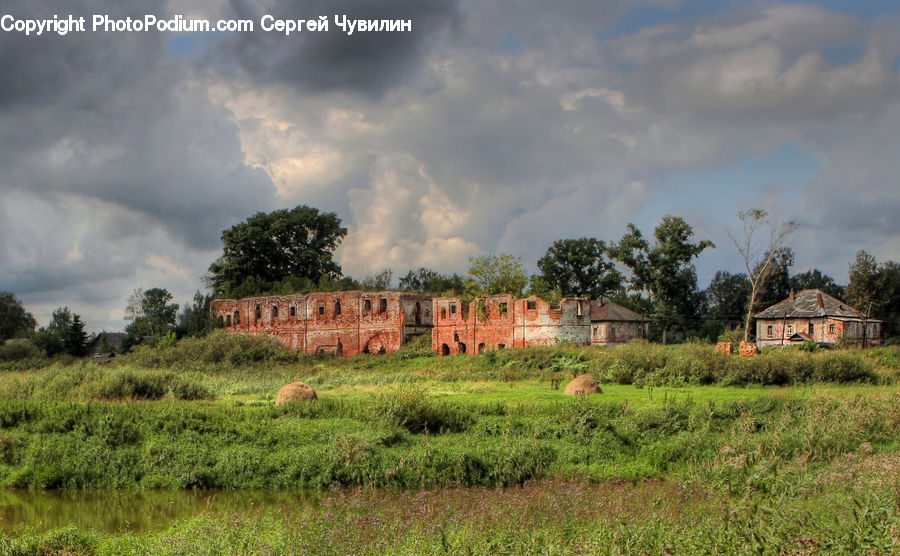 Castle, Fort, Field, Grass, Grassland, Land, Outdoors
