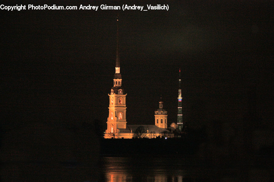 Architecture, Bell Tower, Clock Tower, Tower, Night, Outdoors, Dome