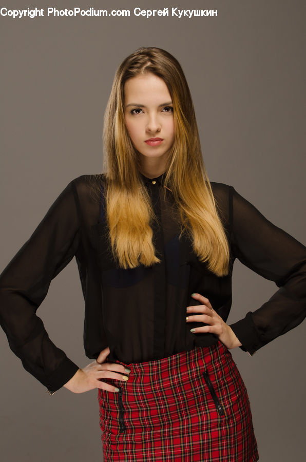 People, Person, Human, Plaid, Blouse, Clothing, Dress