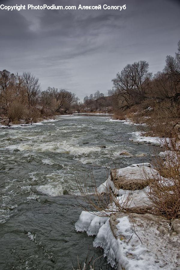Ice, Outdoors, Snow, River, Water, Creek, Rock