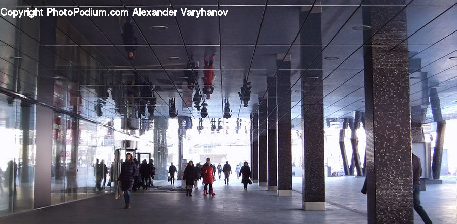 Corridor, Silhouette, City, Downtown, Architecture, Plaza, Town Square
