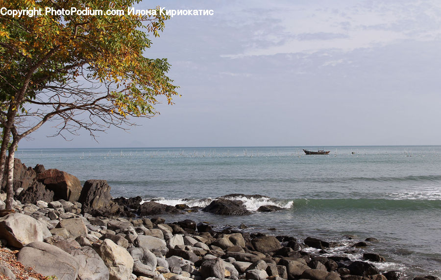 Rubble, Rock, Coast, Outdoors, Sea, Water, Beach
