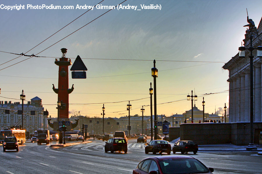 Automobile, Car, Vehicle, Intersection, Road, Freeway, Architecture