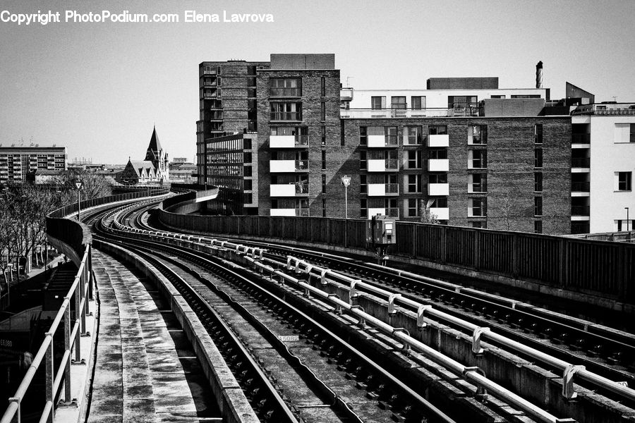 Rail, Train Track, Apartment Building, Building, High Rise, Brick, Parliament