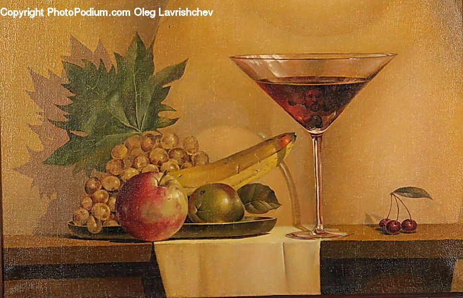 Glass, Goblet, Apple, Fruit, Beverage, Cocktail, Drink