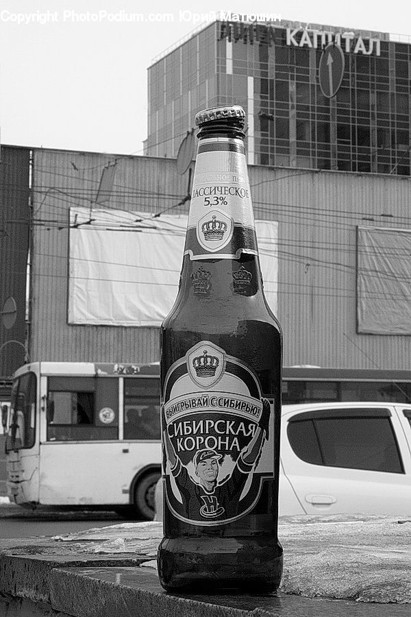 Bottle, Beverage, Drink, Bus, Vehicle, Alcohol, Beer