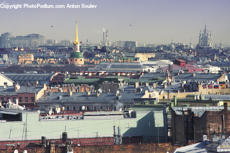 Factory, Refinery, City, Downtown, Cruise Ship, Ocean Liner, Ship