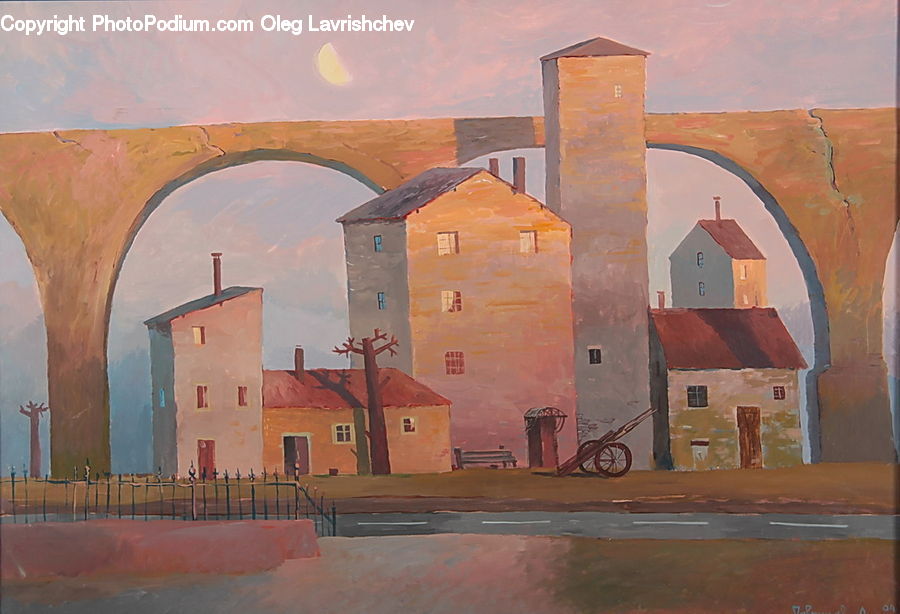 Art, Painting, Modern Art, Architecture, Bell Tower, Clock Tower, Tower