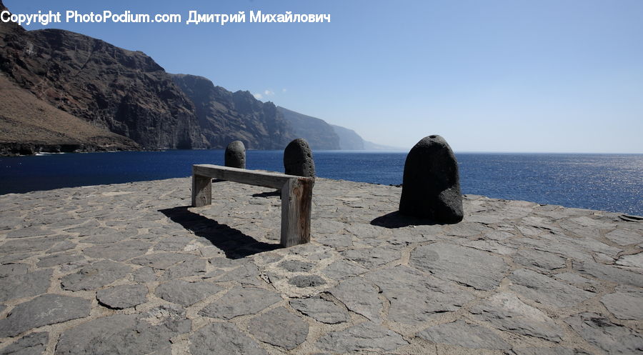 Bench, Ground, Soil, Coast, Outdoors, Sea, Water