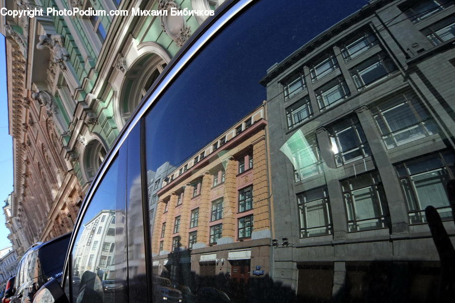 Apartment Building, Building, High Rise, Bus, Vehicle, City, Downtown