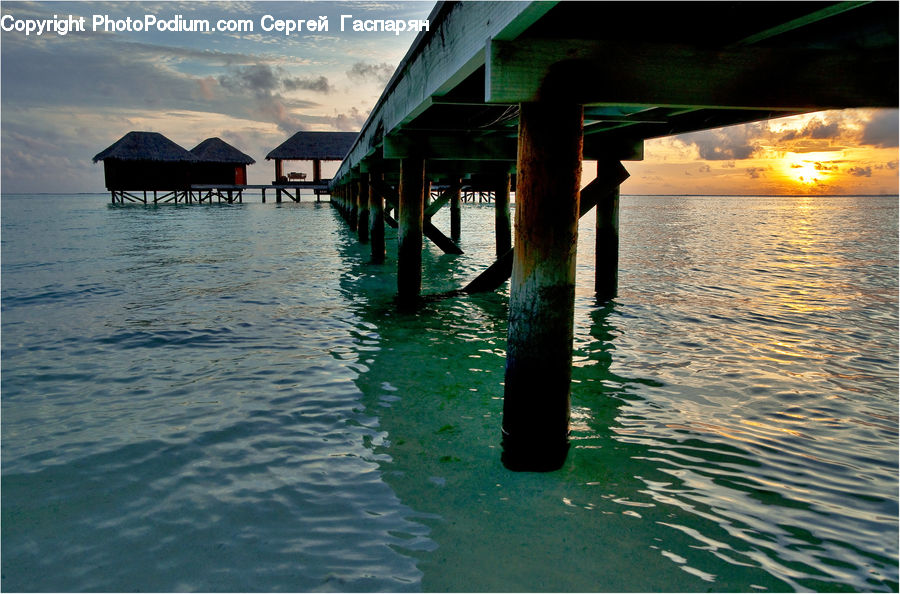 Dock, Pier, Dusk, Outdoors, Sky, Sunlight, Sunrise