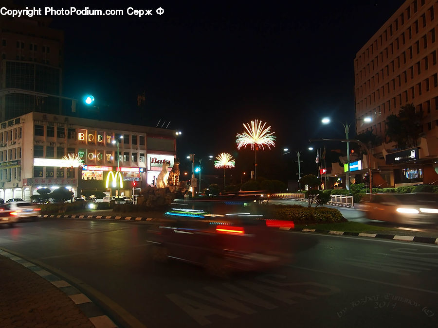 City, Downtown, Metropolis, Urban, Night, Outdoors, Intersection