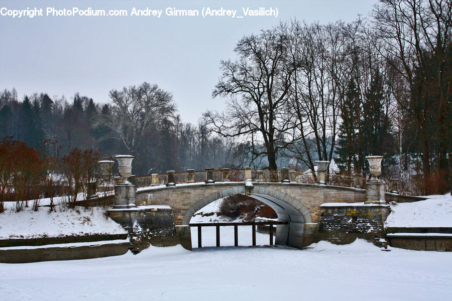 Bench, Ice, Outdoors, Snow, Arch, Park Bench, Landscape