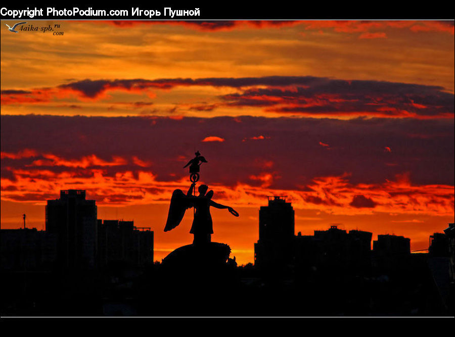 Dawn, Dusk, Red Sky, Sky, Sunrise, Sunset, Construction
