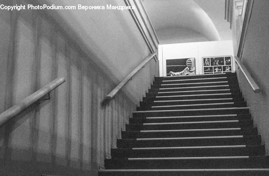 Banister, Handrail, Staircase, Asphalt, Tarmac, Alley, Alleyway