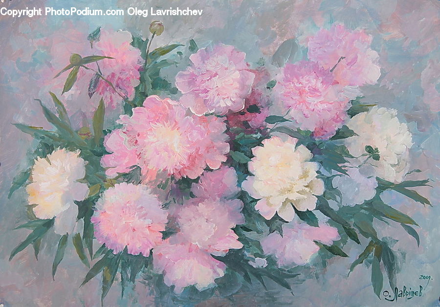 Art, Painting, Feather Boa, Scarf, Flora, Flower, Gladiolus