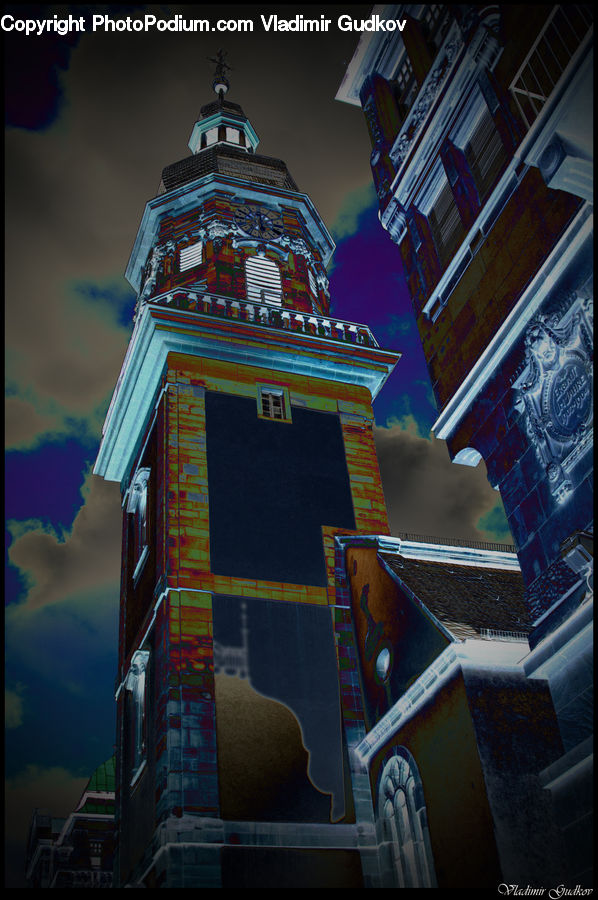 Architecture, Bell Tower, Clock Tower, Tower, Collage, Poster, City