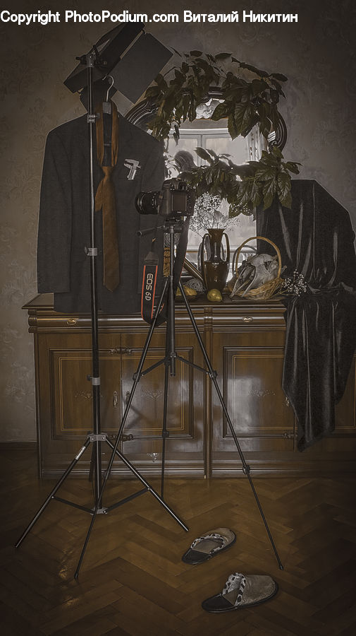 Plant, Potted Plant, Tripod, Dining Table, Furniture, Table, Robe