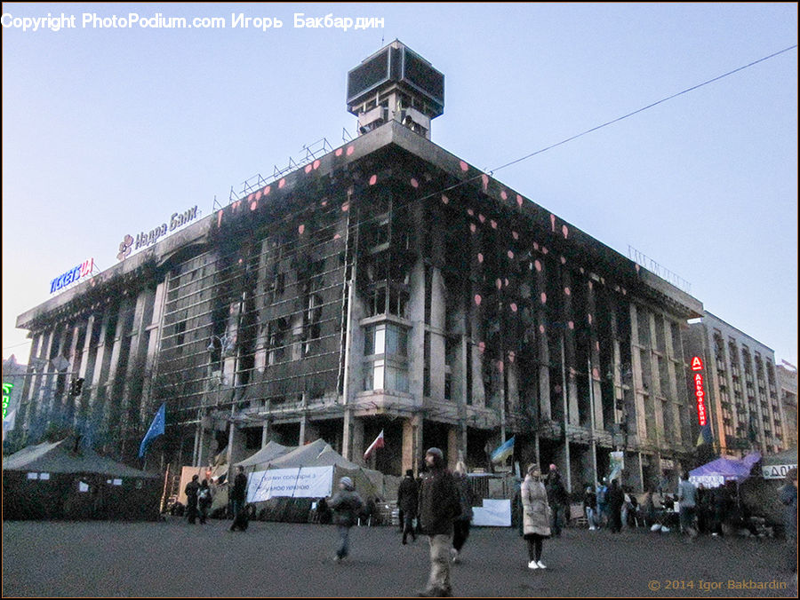 Crowd, Parade, Building, Office Building, Road, Street, Town