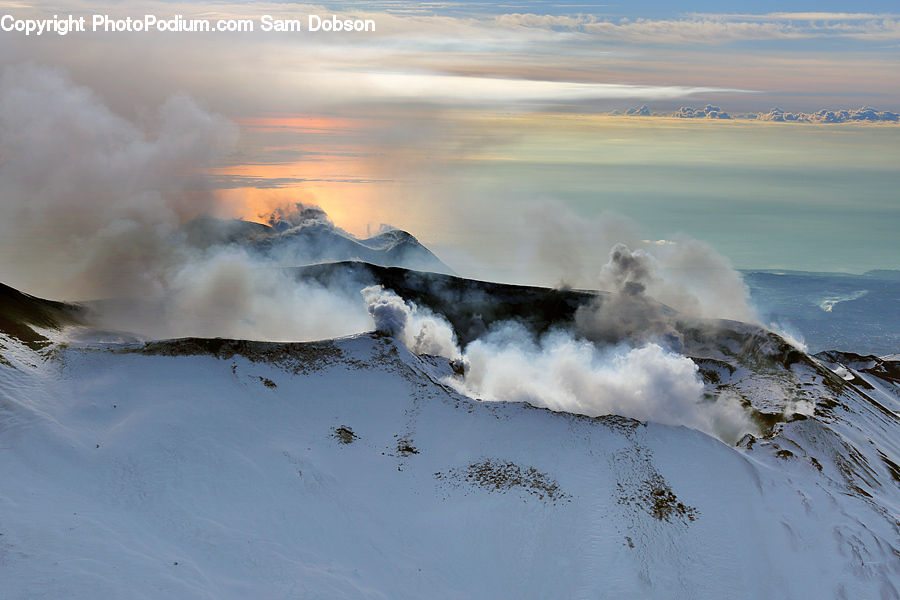 Outdoors, Sea, Sea Waves, Water, Eruption, Volcano, Mountain
