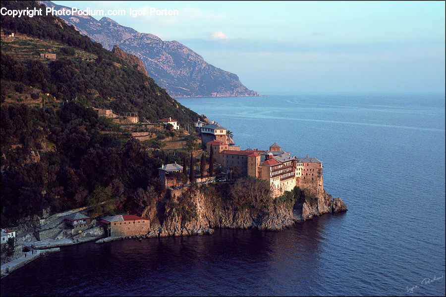 Promontory, Cliff, Outdoors, Coast, Sea, Water, Architecture