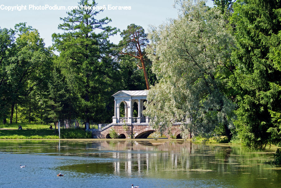 Gazebo, Outdoors, Pond, Water, Building, Housing, Villa