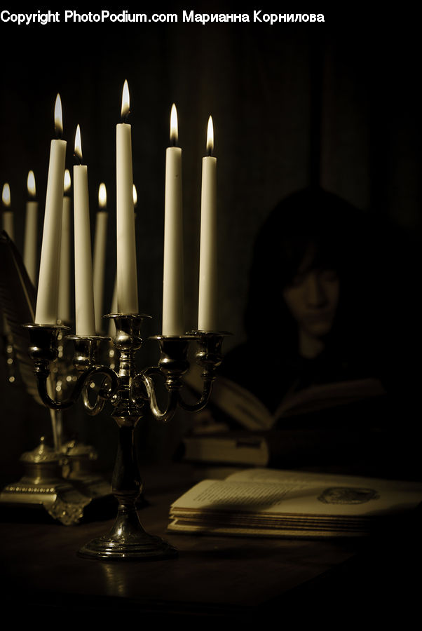 Candle, Glass, Goblet, Person, Portrait, Head