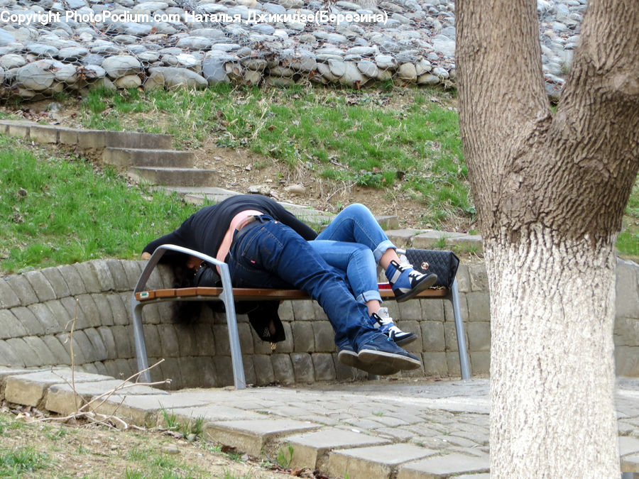 People, Person, Human, Asleep, Footwear, Shoe, Bench