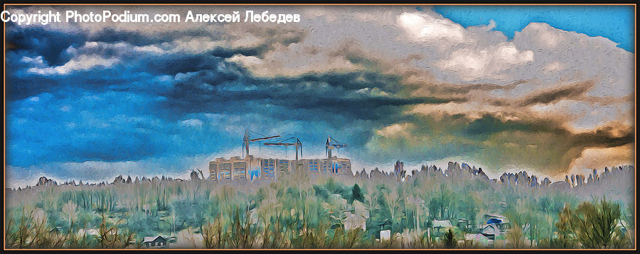 Cloud, Cumulus, Sky, Azure Sky, Outdoors, Art, Modern Art