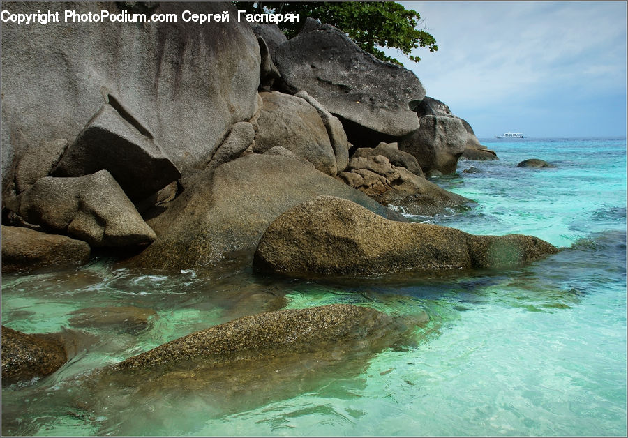 Rock, Promontory, Beach, Coast, Outdoors, Sea, Water