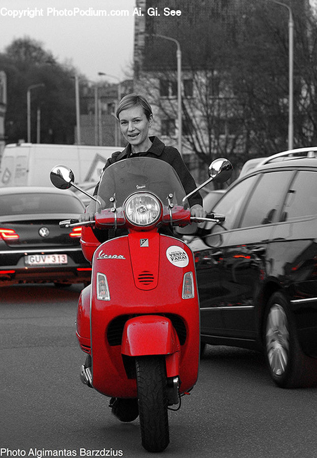 Luggage, Suitcase, Automobile, Car, Vehicle, Scooter, Motor Scooter