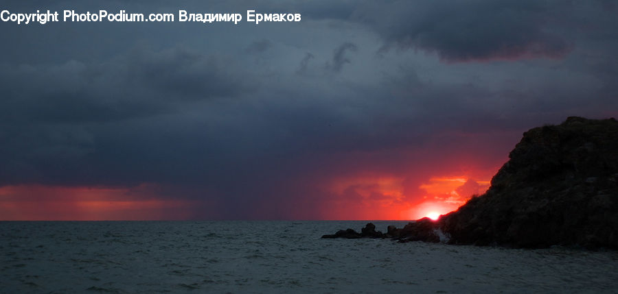 Eruption, Volcano, Dusk, Outdoors, Sky, Sunlight, Sunrise