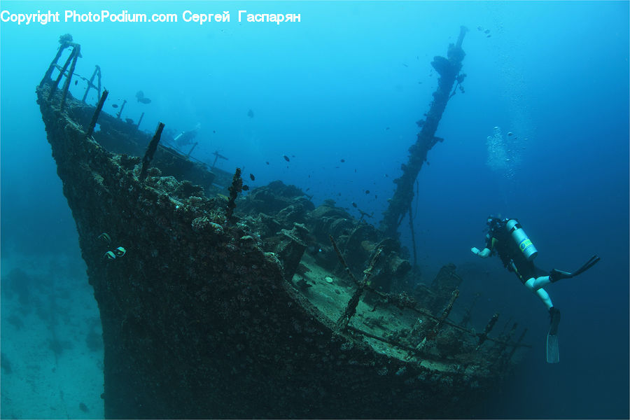 Shipwreck, Diver, Diving, Sport, Water, Person
