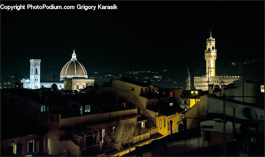 Architecture, Dome, Bell Tower, Clock Tower, Tower, Arch, Night