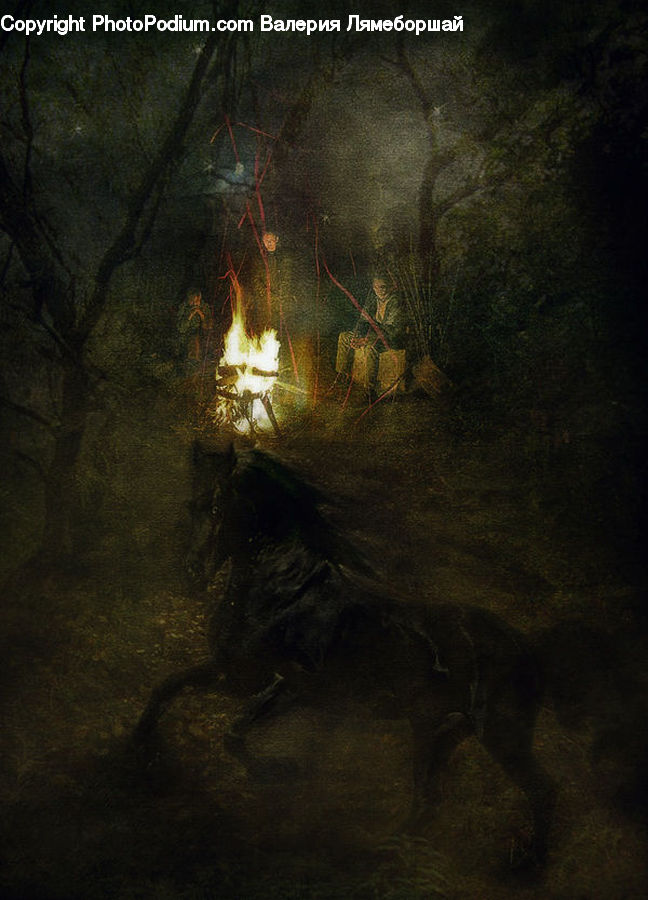 Bonfire, Campfire, Camping, Fire, Flame, Cave, Crypt