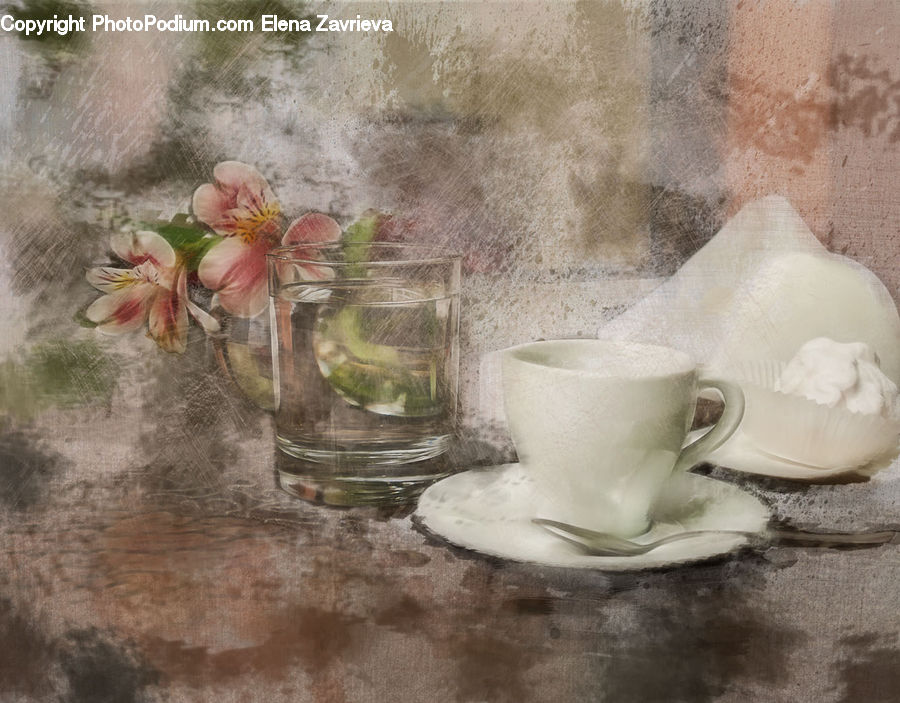 Art, Painting, Coffee Cup, Cup, Porcelain, Saucer, Outdoors