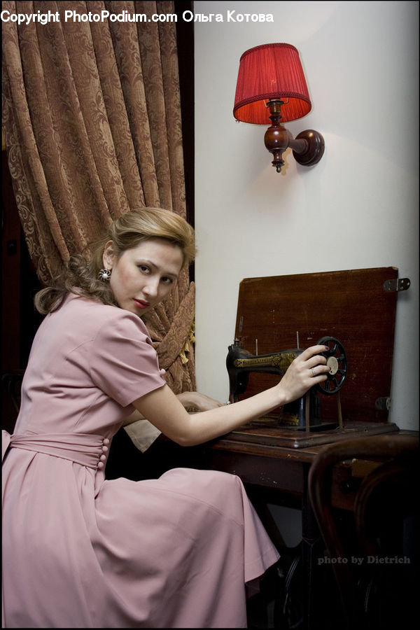 People, Person, Human, Lamp, Table Lamp, Lampshade, Female